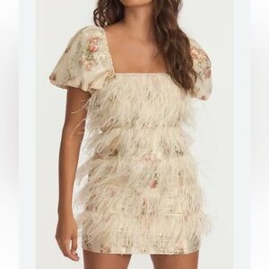 LoveShackFancy Beryl Mini Dress in golden fog